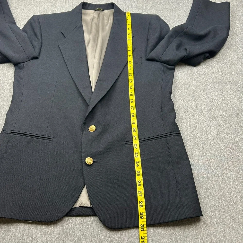Givenchy Two Button Blazer Mens 42 Navy Blue Ventless Gold Buttons USA *HOLE*